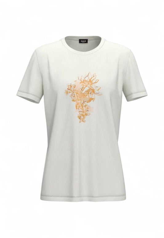 EMME MARELLA T-Shirt Donna Bianco Arancione FOGLIA-PE25-001