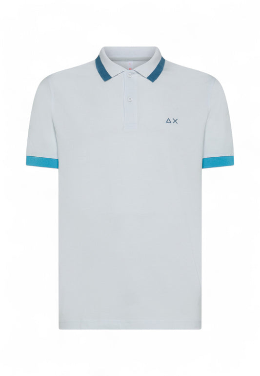 SUN68 Polo Uomo Bianco Azzurro A35112-PE25-01