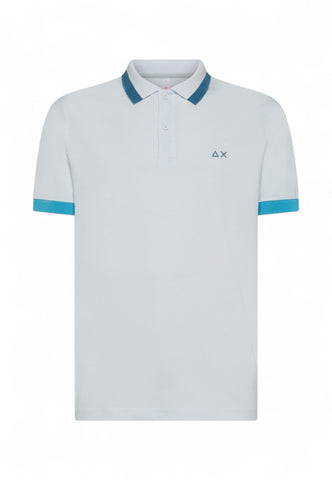 SUN68 Polo Uomo Bianco Azzurro A35112-PE25-01