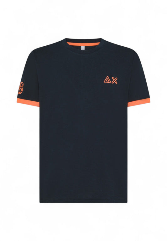 SUN68 T-Shirt Uomo Blu Arancione T35125-PE25-07