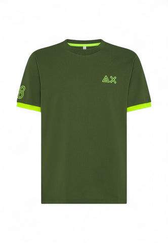 SUN68 T-Shirt Uomo Verde Giallo T35125-PE25-37
