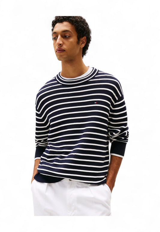 TOMMY HILFIGER Maglione Uomo Bianco Blu MW0MW389440A4-PE25