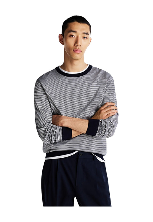 TOMMY HILFIGER Maglione Uomo Blu Bianco MW0MW335240A4-PE25