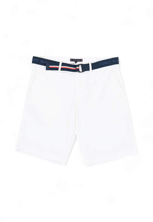TOMMY HILFIGER Pantaloncini Corti Bermuda + Cintura  Uomo Bianco Blu MW0MW24874YCF-PE25