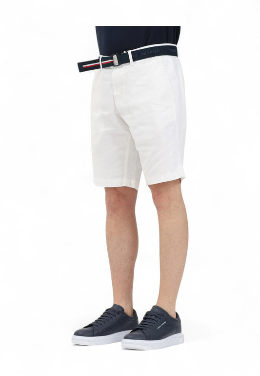 TOMMY HILFIGER Pantaloncini Corti Bermuda + Cintura  Uomo Bianco Blu MW0MW24874YCF-PE25