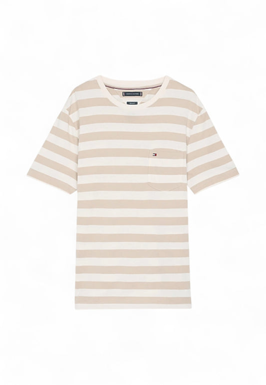 TOMMY HILFIGER T-Shirt Uomo Bianco Beige MW0MW372830FA-PE25