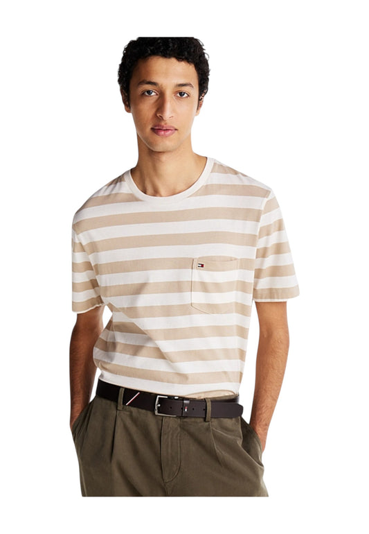 TOMMY HILFIGER T-Shirt Uomo Bianco Beige MW0MW372830FA-PE25