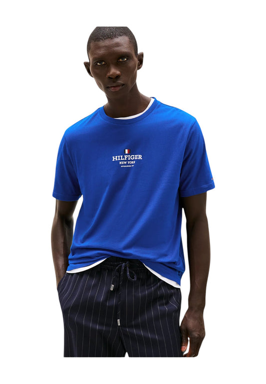 TOMMY HILFIGER T-Shirt Uomo Blu Bianco MW0MW38980D03-PE25