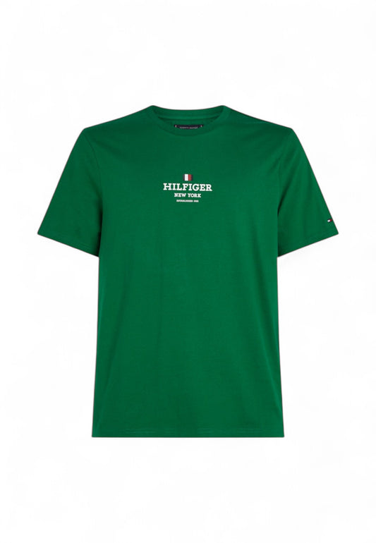 TOMMY HILFIGER T-Shirt Uomo Verde Bianco MW0MW38980L4F-PE25