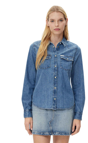 GUESS Camicia Jeans Denim Blu W5RH35D5M81