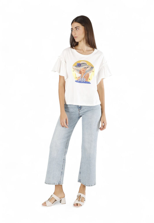 CAFENOIR T-Shirt Donna Bianco Stampa C7JT0208-PE25-W001