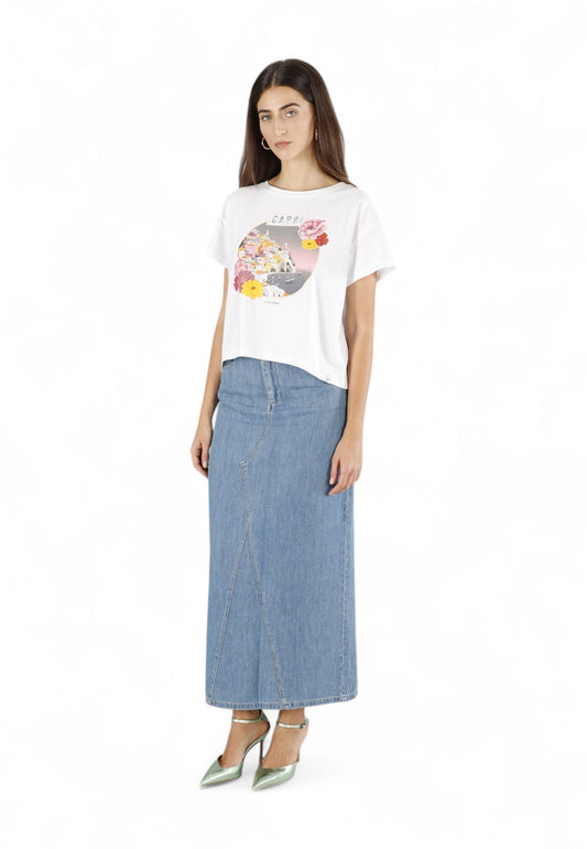 CAFENOIR T-Shirt Donna Bianco Stampa C7JT0222-PE25-W001