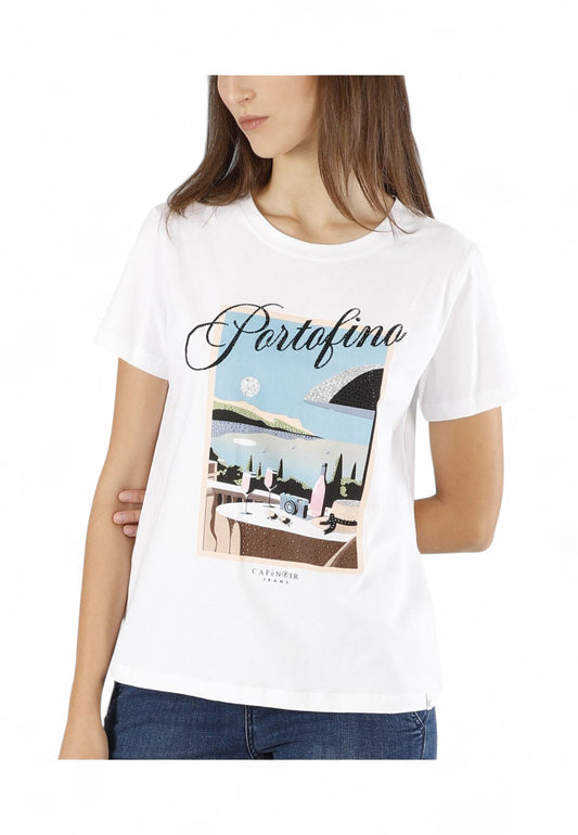 CAFENOIR T-Shirt Donna Bianco Stampa C7JT0224-PE25-W001