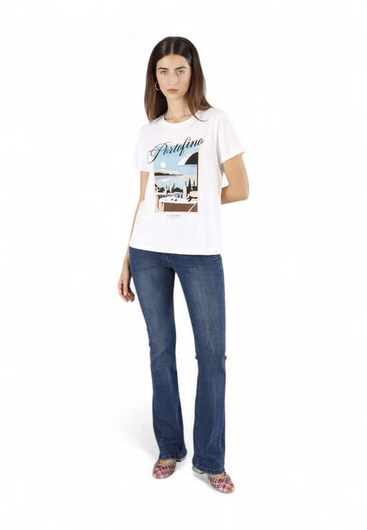 CAFENOIR T-Shirt Donna Bianco Stampa C7JT0224-PE25-W001