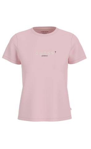 GUESS T-Shirt Scritta Rosa Nero W5RI54J1314
