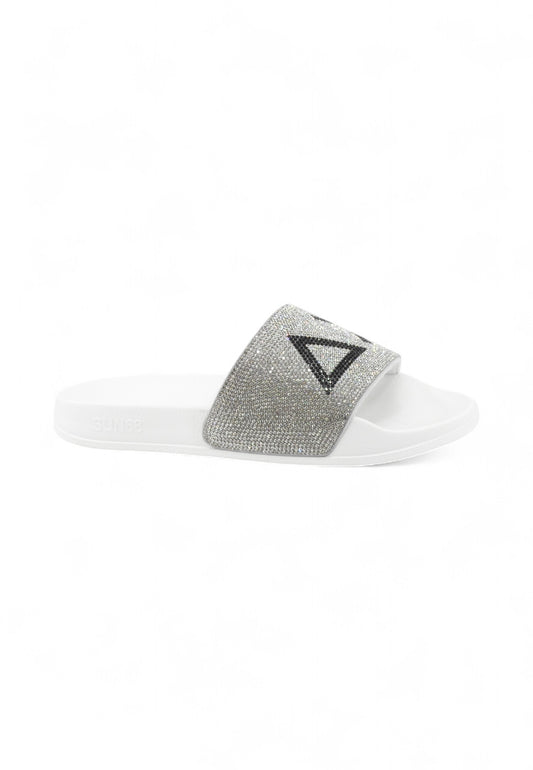 SUN68 Ciabatte Donna Bianco Argento Strass X35205-PE25-01