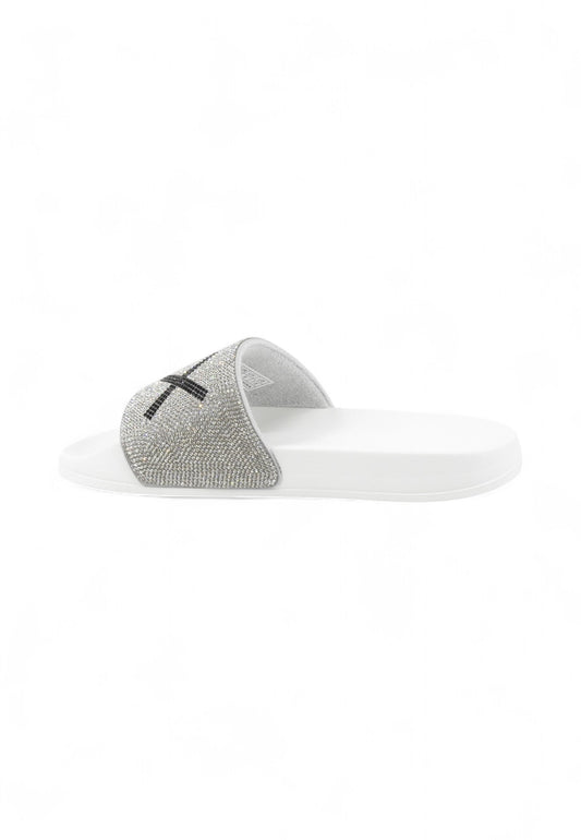 SUN68 Ciabatte Donna Bianco Argento Strass X35205-PE25-01