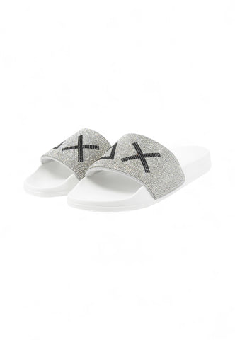 SUN68 Ciabatte Donna Bianco Argento Strass X35205-PE25-01