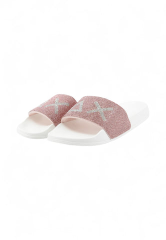 SUN68 Ciabatte Donna Bianco Rosa Strass X35205-PE25-0104