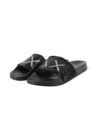 SUN68 Ciabatte Donna Nero Argento Paillettes X35203-PE25-1144
