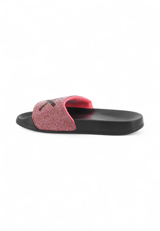 SUN68 Ciabatte Donna Nero Rosa Strass X35205-PE25-1162