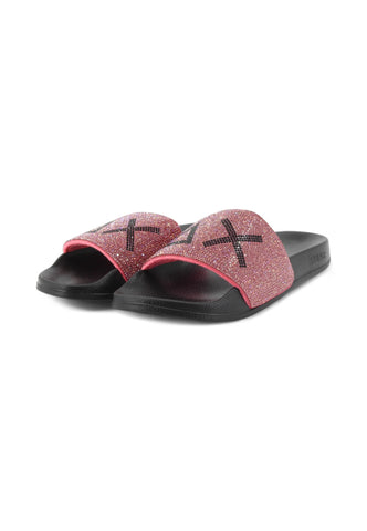 SUN68 Ciabatte Donna Nero Rosa Strass X35205-PE25-1162
