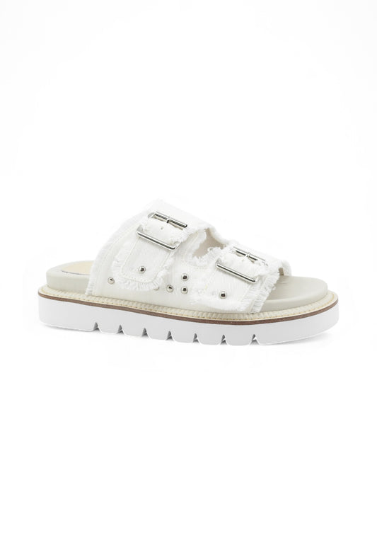 CAFENOIR Ciabatte Donna Bianco Denim Borchie C1GM9101-PE25-W001