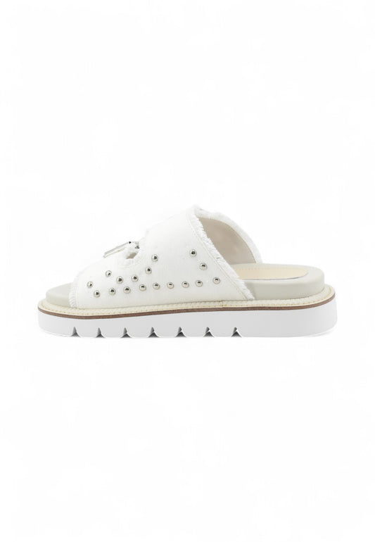CAFENOIR Ciabatte Donna Bianco Denim Borchie C1GM9101-PE25-W001
