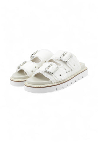 CAFENOIR Ciabatte Donna Bianco Denim Borchie C1GM9101-PE25-W001