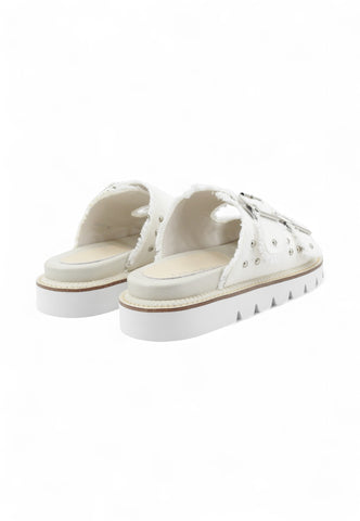 CAFENOIR Ciabatte Donna Bianco Denim Borchie C1GM9101-PE25-W001