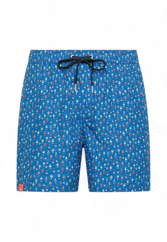 SUN68 Costume Uomo Azzurro Calcetto Fantasia H35111-PE25-5801