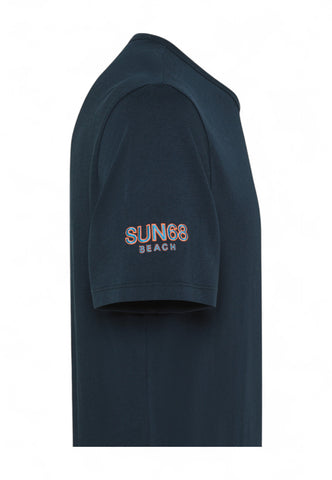 SUN68 T-Shirt Uomo Blu Arancione T35140-PE25-07