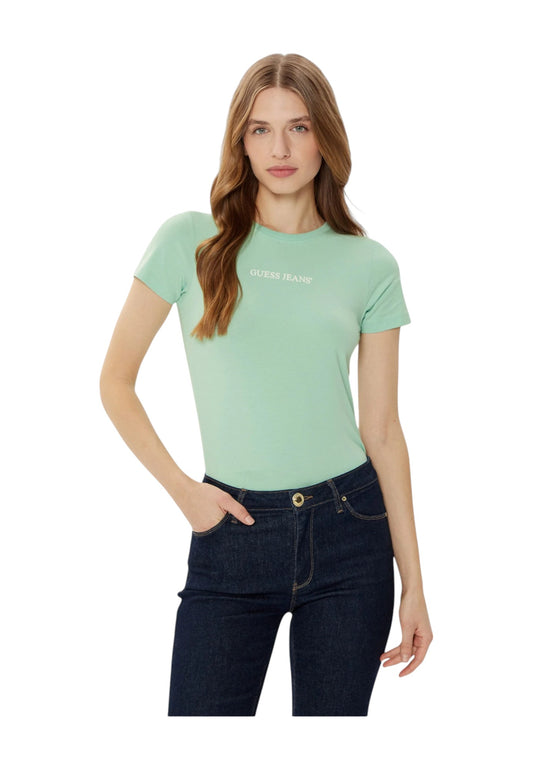 GUESS T-Shirt Donna Verde Bianco W4YI01J1314-PE25-G8FG