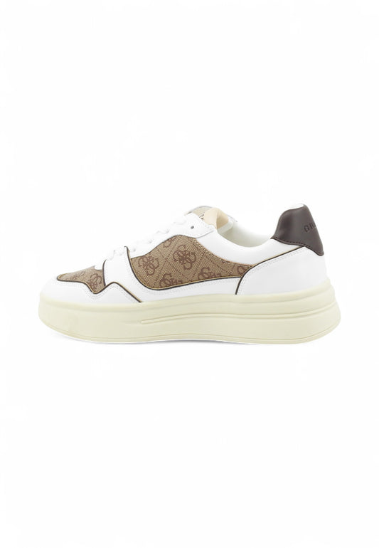 GUESS Sneakers Uomo Bianco Marrone FMJWIILEA12-AI26-BEIBR