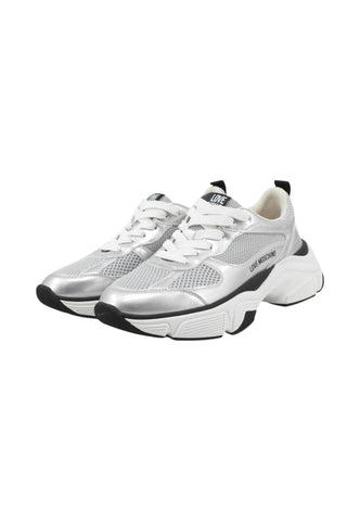 LOVE MOSCHINO Sneakers Donna Argento Nero Bianco JA15246G1NIQE90A-AI26