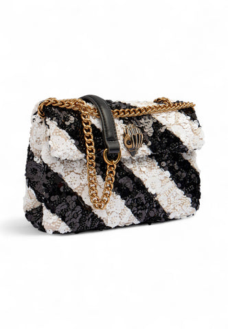 KURT GEIGER Borsa Tracolla Donna Nero Bianco Paillettes 4700101779-AI26
