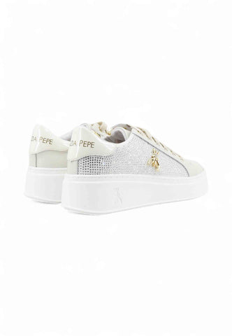 PATRIZIA PEPE Sneakers Donna Bianco Beige Strass PJ904.02-AI26