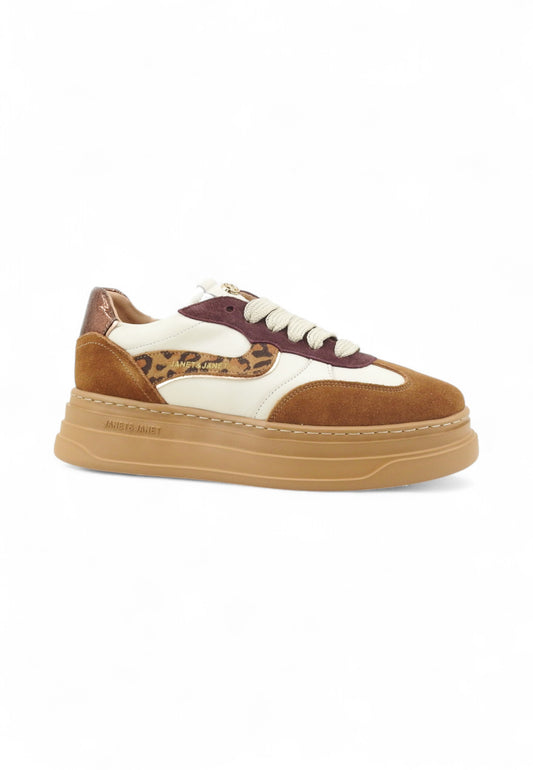 JANET Sneakers Donna Marrone Bianco Bordeaux J-432-AI26-K6