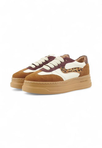 JANET Sneakers Donna Marrone Bianco Bordeaux J-432-AI26-K6