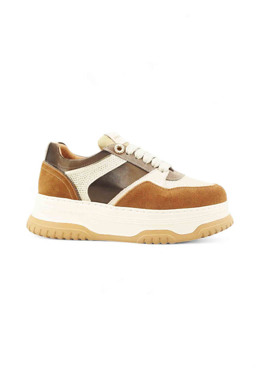 JANET Sneakers Donna Marrone Beige Strass J-421-AI26-K35
