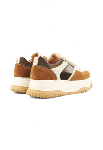 JANET Sneakers Donna Marrone Beige Strass J-421-AI26-K35