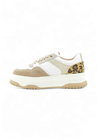 JANET Sneakers Donna Bianco Beige Glitter J-424-AI26-K6