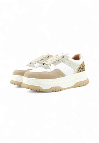 JANET Sneakers Donna Bianco Beige Glitter J-424-AI26-K6