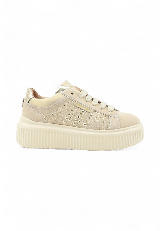 JANET Sneakers Donna Beige Oro Strass J-401-AI26-K6