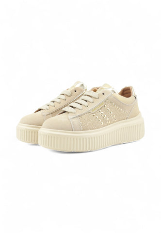 JANET Sneakers Donna Beige Oro Strass J-401-AI26-K6
