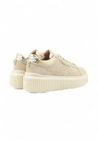 JANET Sneakers Donna Beige Oro Strass J-401-AI26-K6