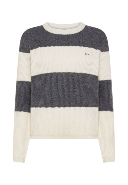 SUN68 Maglione Donna Bianco Grigio K45262-AI26-4731