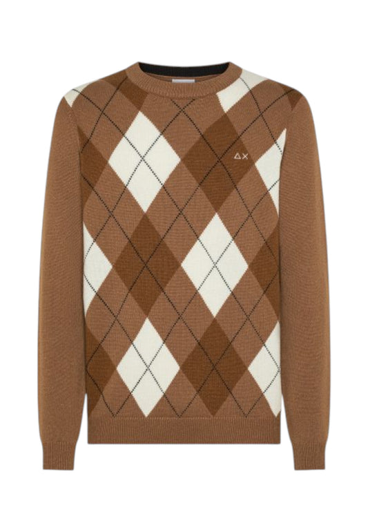 SUN68 Maglione Uomo Marrone Rombi K45160-AI26-1793