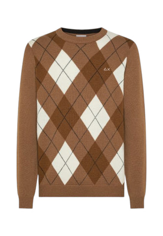 SUN68 Maglione Uomo Marrone Rombi K45160-AI26-1793