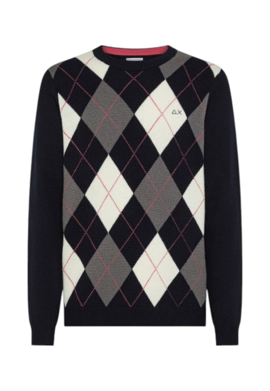 SUN68 Maglione Uomo Blu Rombi K45160-AI26-0747